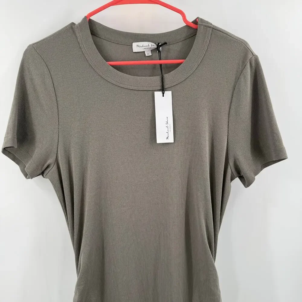 Michael Stars Katie Dress Women’s Extra Large NWT Ultra Rib Bodycon Olive Green